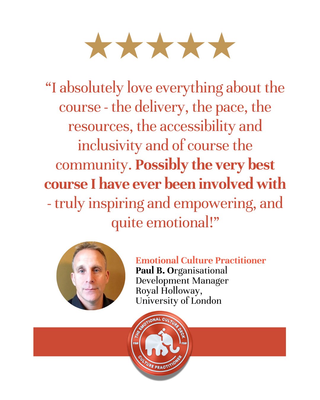 Paul B, Organisational Development Manager at Royal Holloway — course review