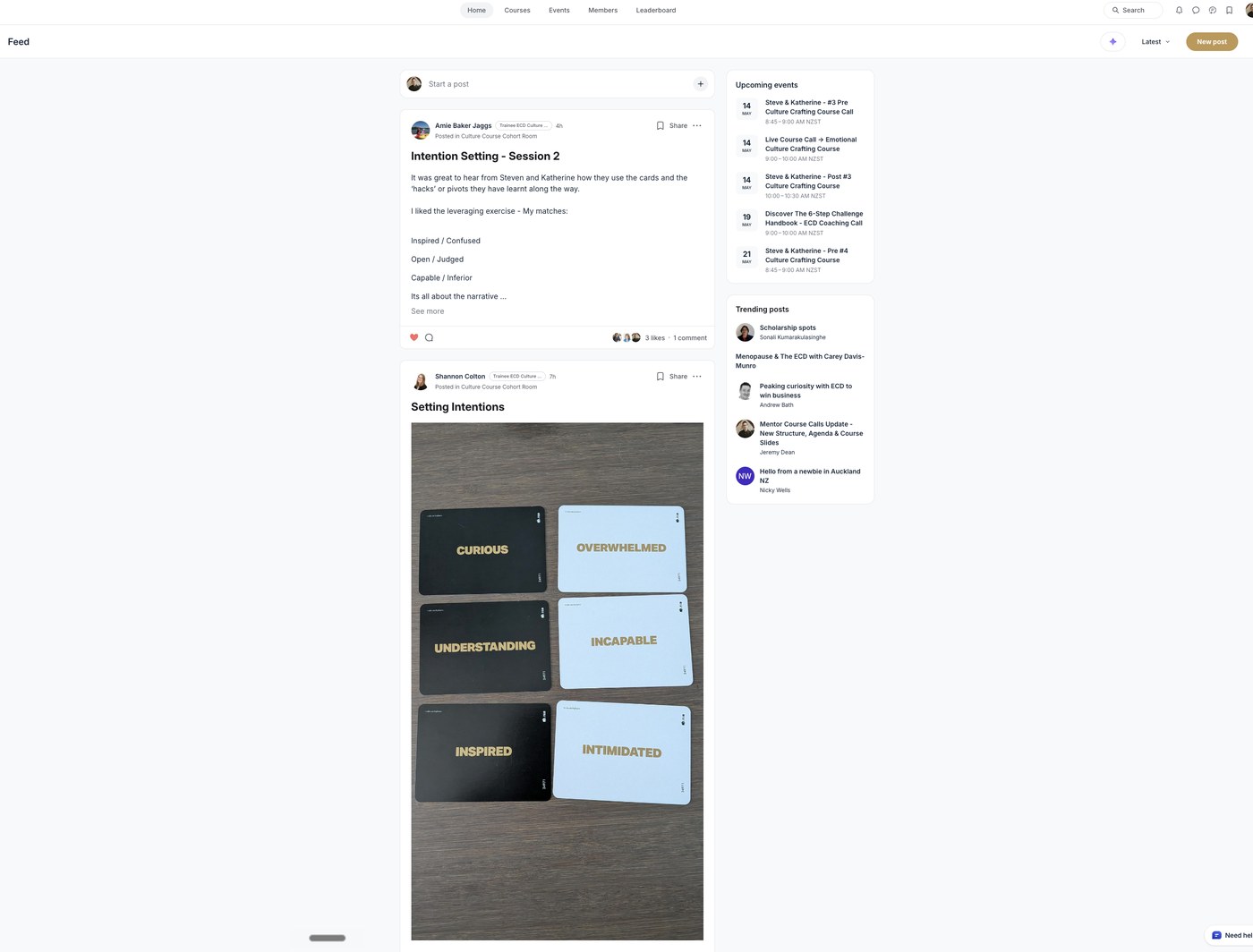 The Elephant Riders community feed with live posts, upcoming events and trending discussions